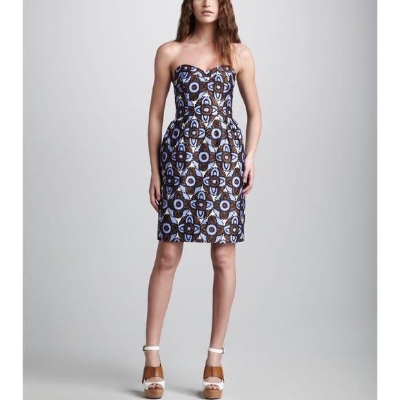 Milly Blue Mabry Printed Strapless Dress - Picture 1 of 8